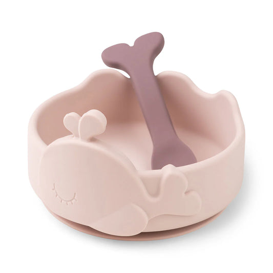 Bol et cuillère pour bébé en silicone Stick&Stay - Wally - Poudre