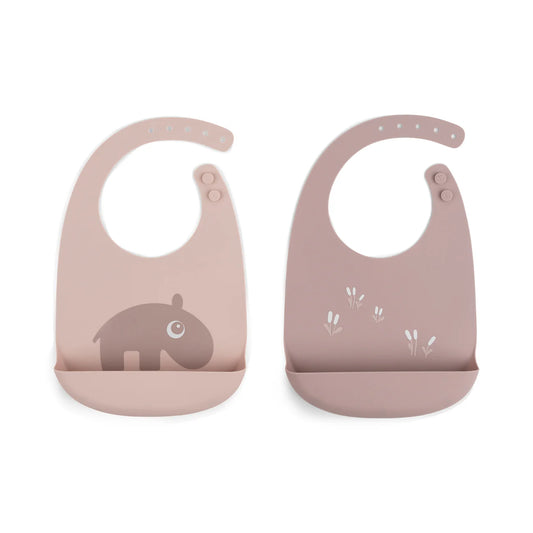 Lot de 2 bavoirs en silicone - Ozzo - Powder