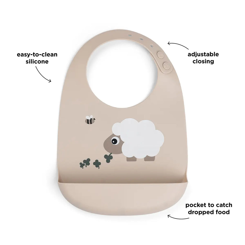 Bavoir en silicone - Sheepy - Sable
