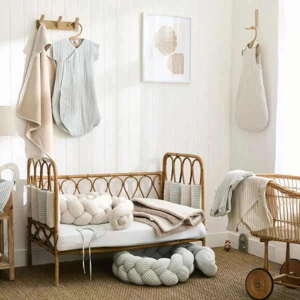 Lot de 2 bavoirs naissance en gaze de coton rayé galet – Soft Stripes