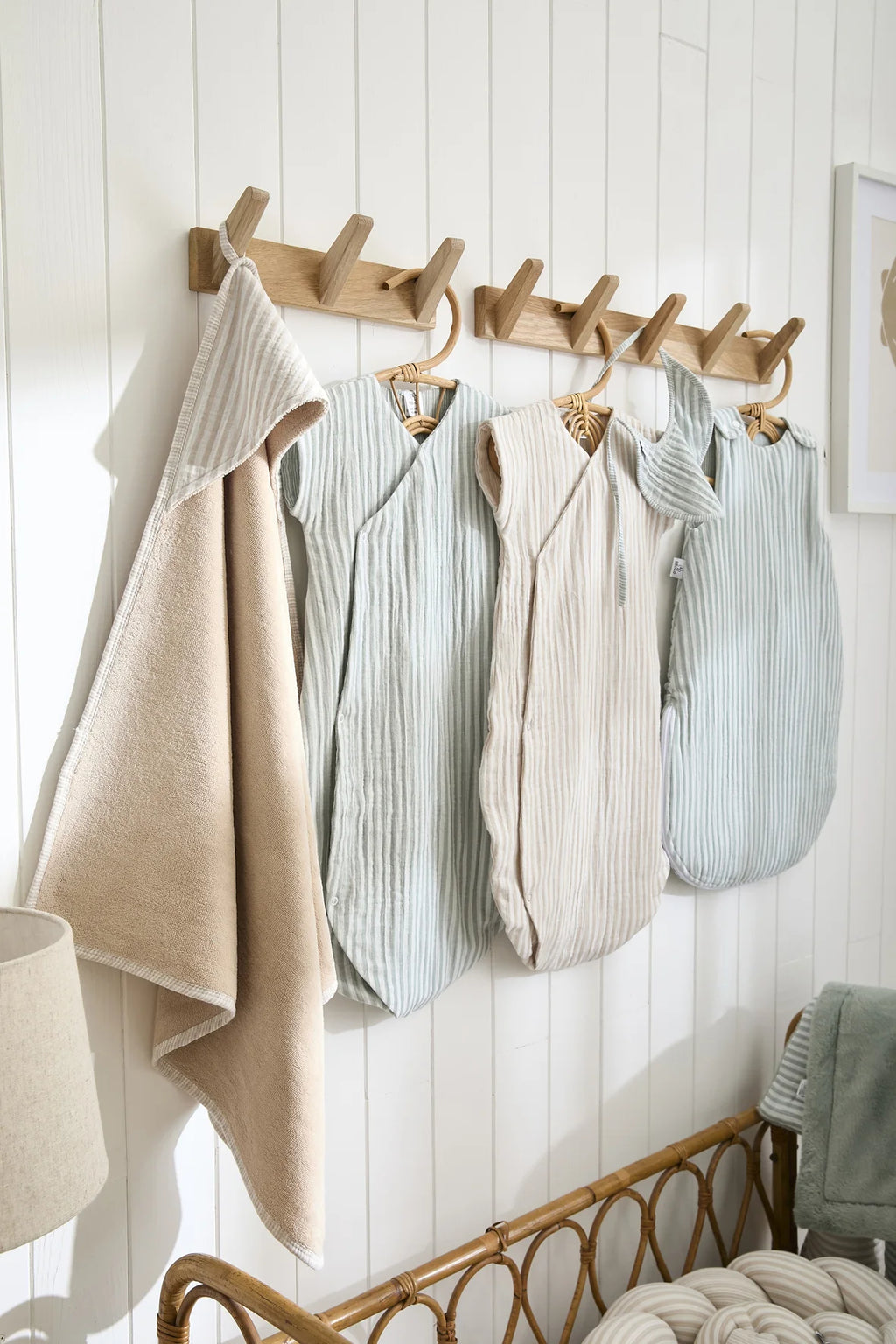 Gigoteuse ouatinée rayé vert de gris – Soft Stripes