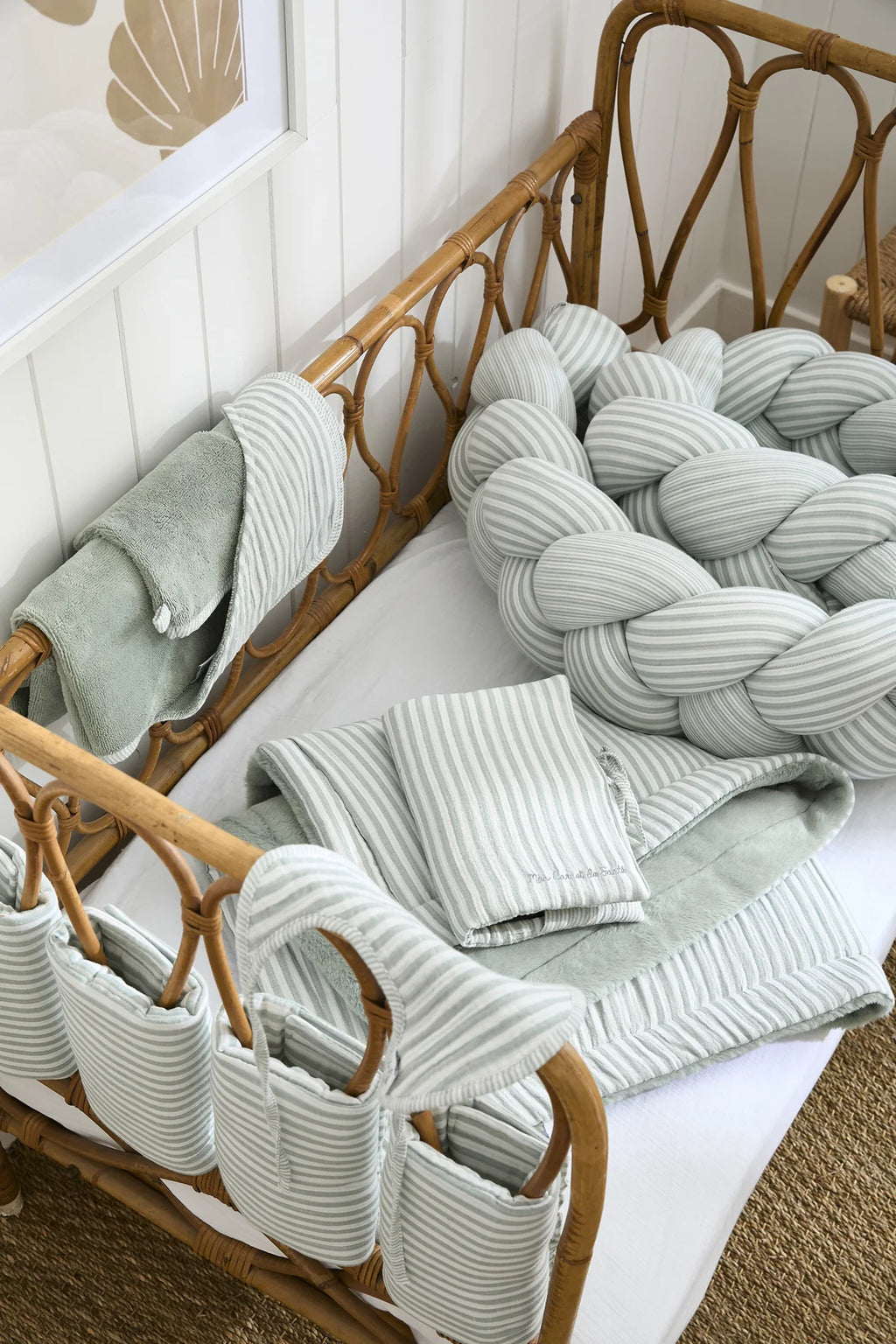 Gigoteuse ouatinée rayé vert de gris – Soft Stripes