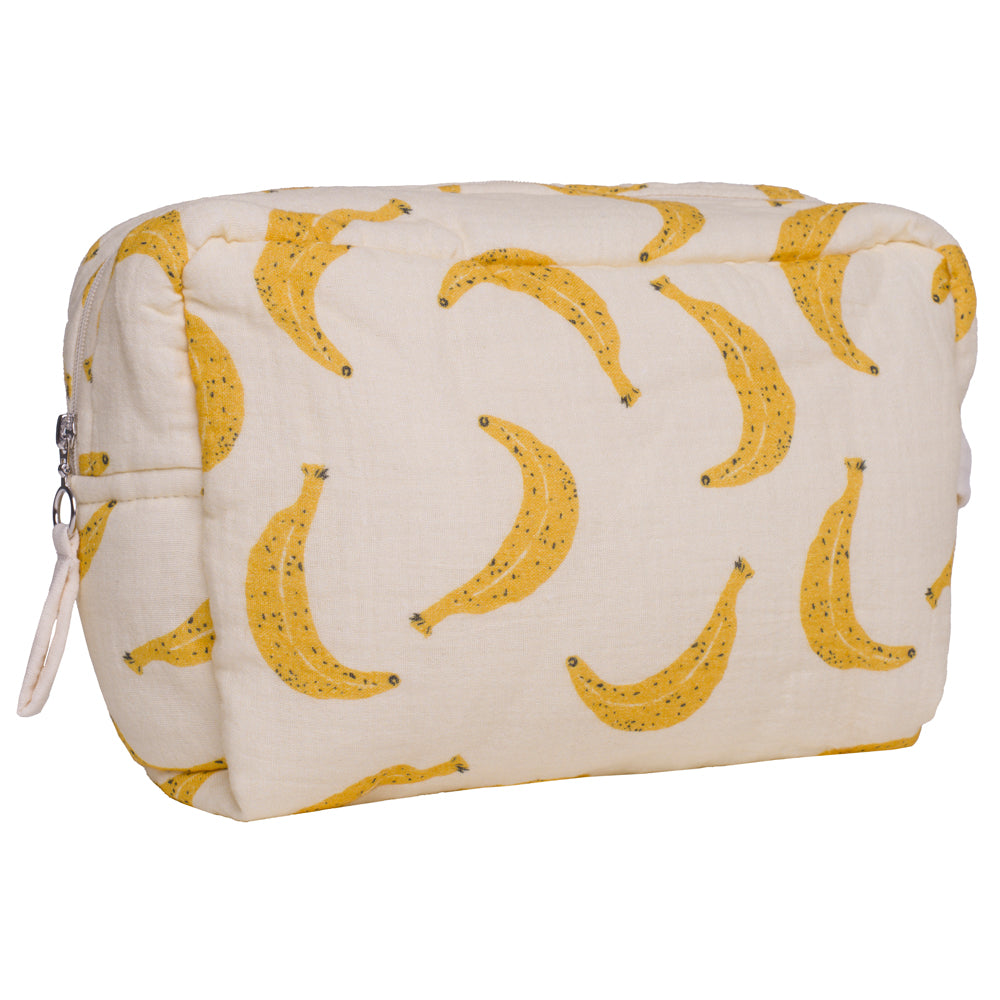Trousse de toilette gaze de coton (doublé coton enduit) imp. bananes - BB&Co