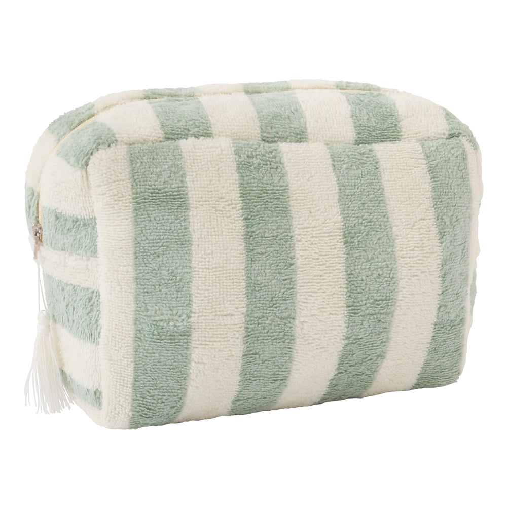 Trousse de toilette en bambou rayée ivoirevert de gris - BB&Co