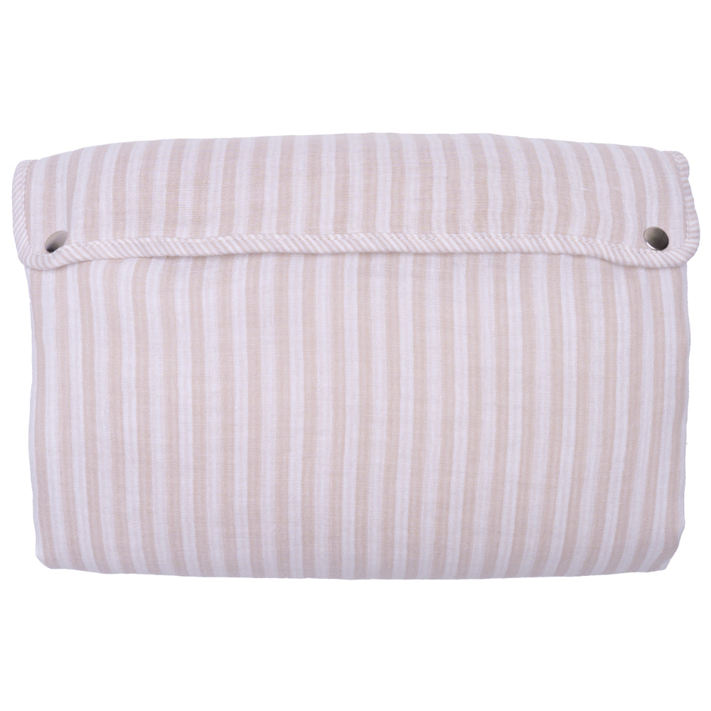 Tapis à langer pliable avec poches gaze de coton rayé galet - BB&Co