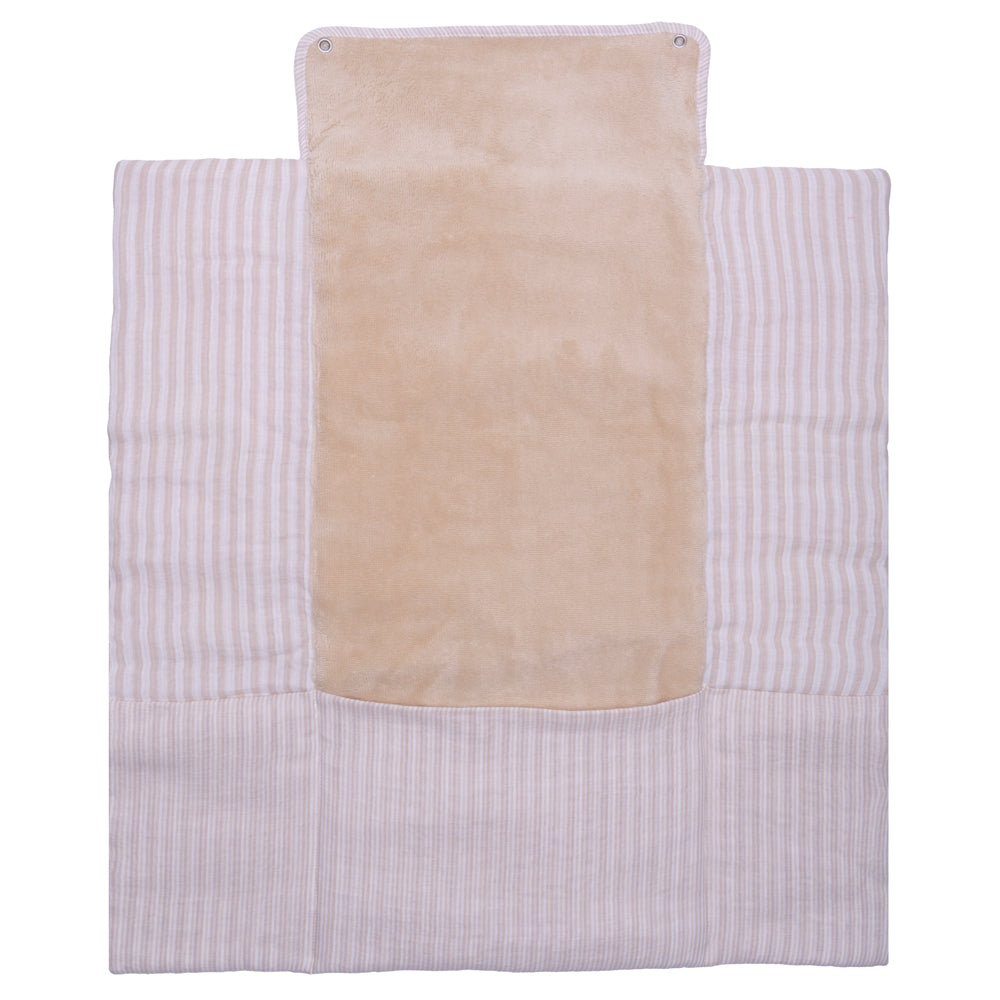 Tapis à langer pliable avec poches gaze de coton rayé galet - BB&Co
