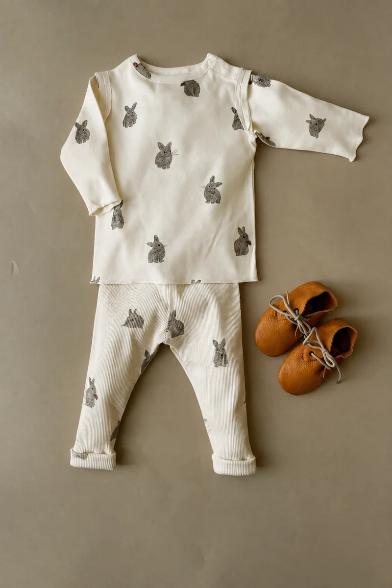 Leggings Rom Pom - Ecru Lapins
