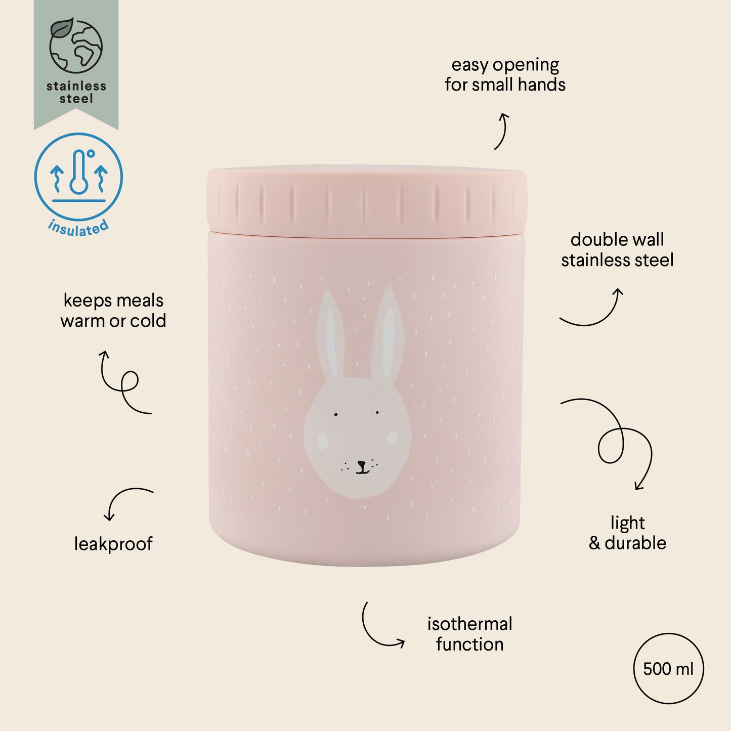 Boîte à goûter isotherme 500 ml - Mr. Lapin