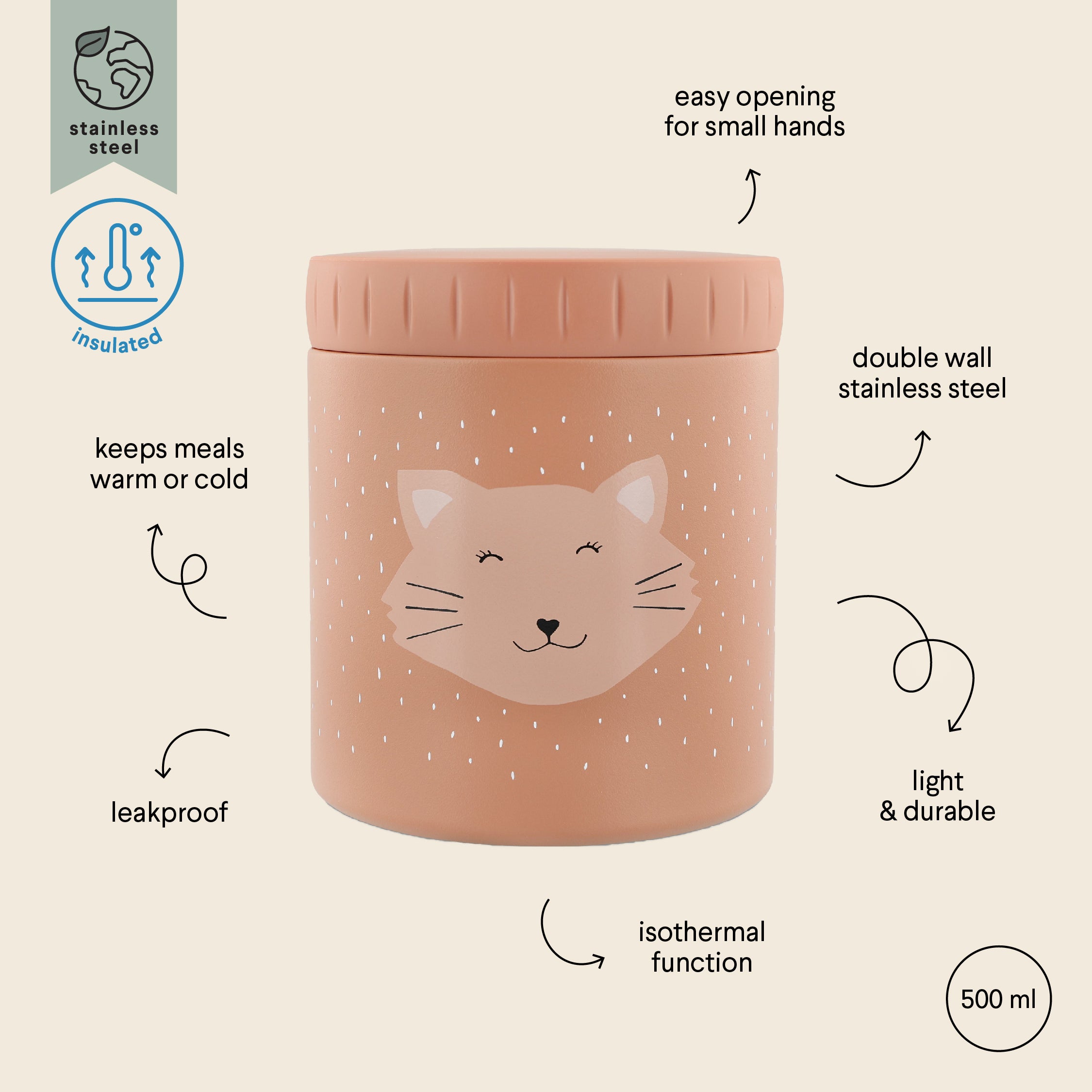 Boîte à goûter isotherme 500 ml - Mrs. Chat