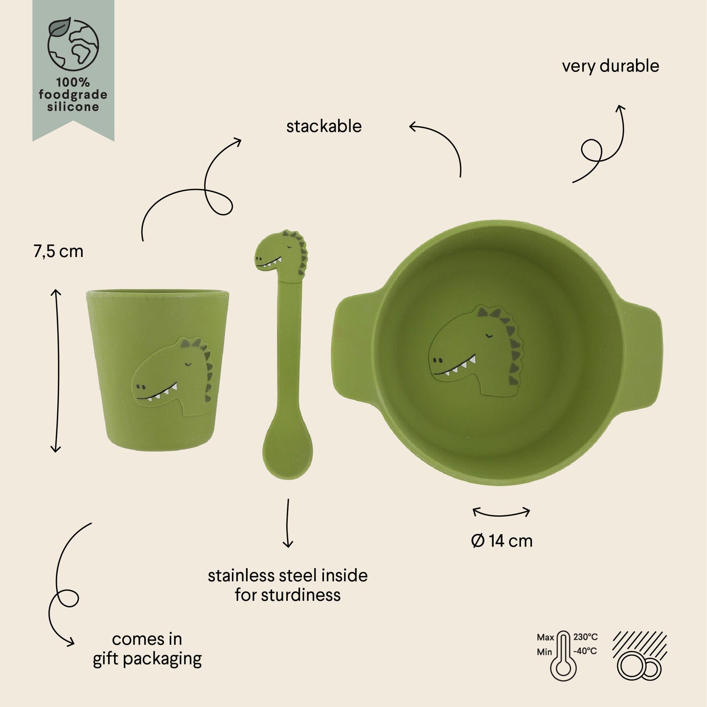 Set repas en silicone - Mr. Dino