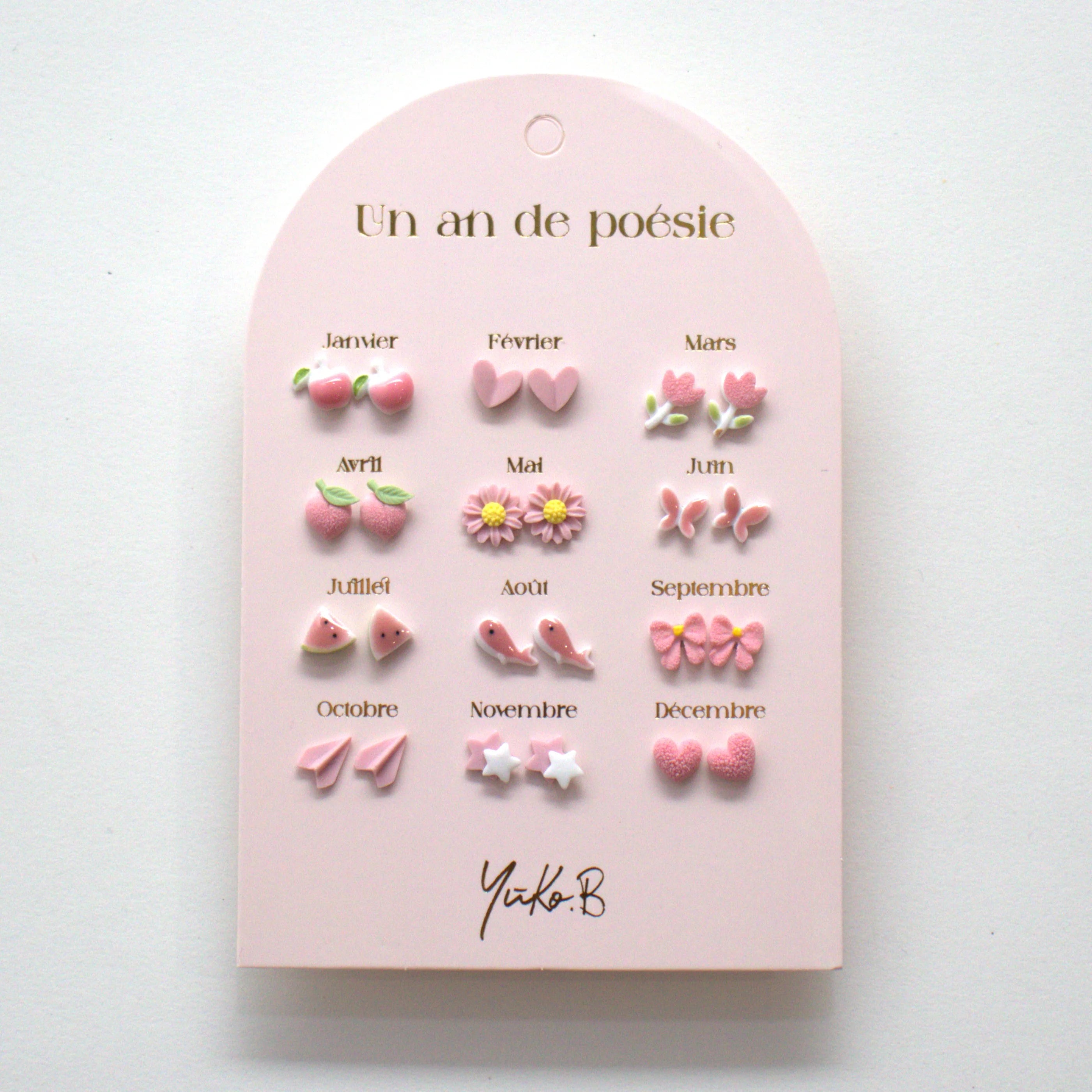 Boucles d’oreilles - Un an de poésie - Rose 12P