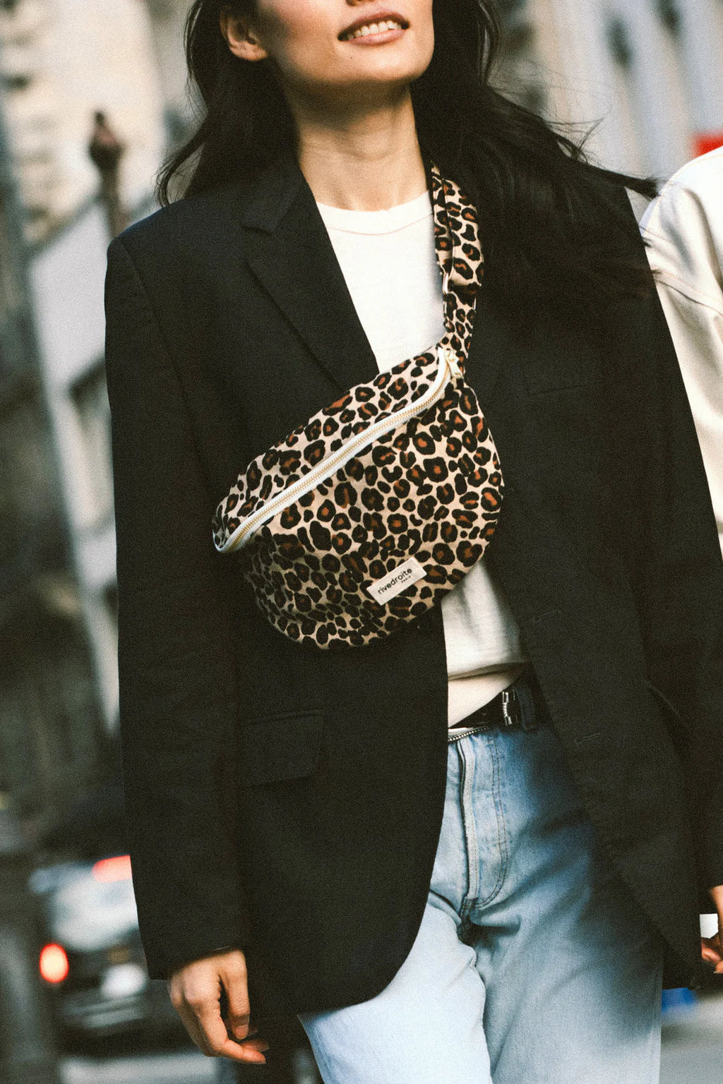 Custine le sac banane - Coton recyclé Léopard Beige