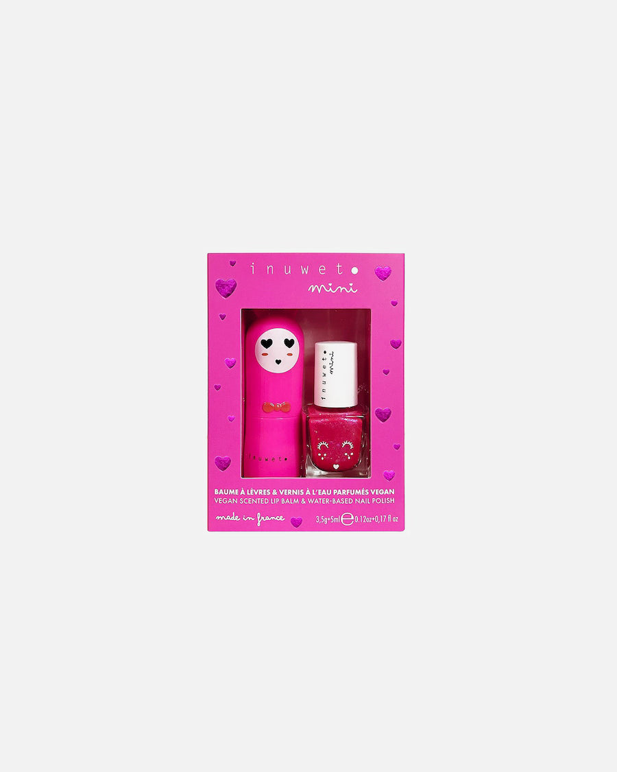 Coffret duo baume à lèvres & vernis à l'eau - fuchsia - INUWET