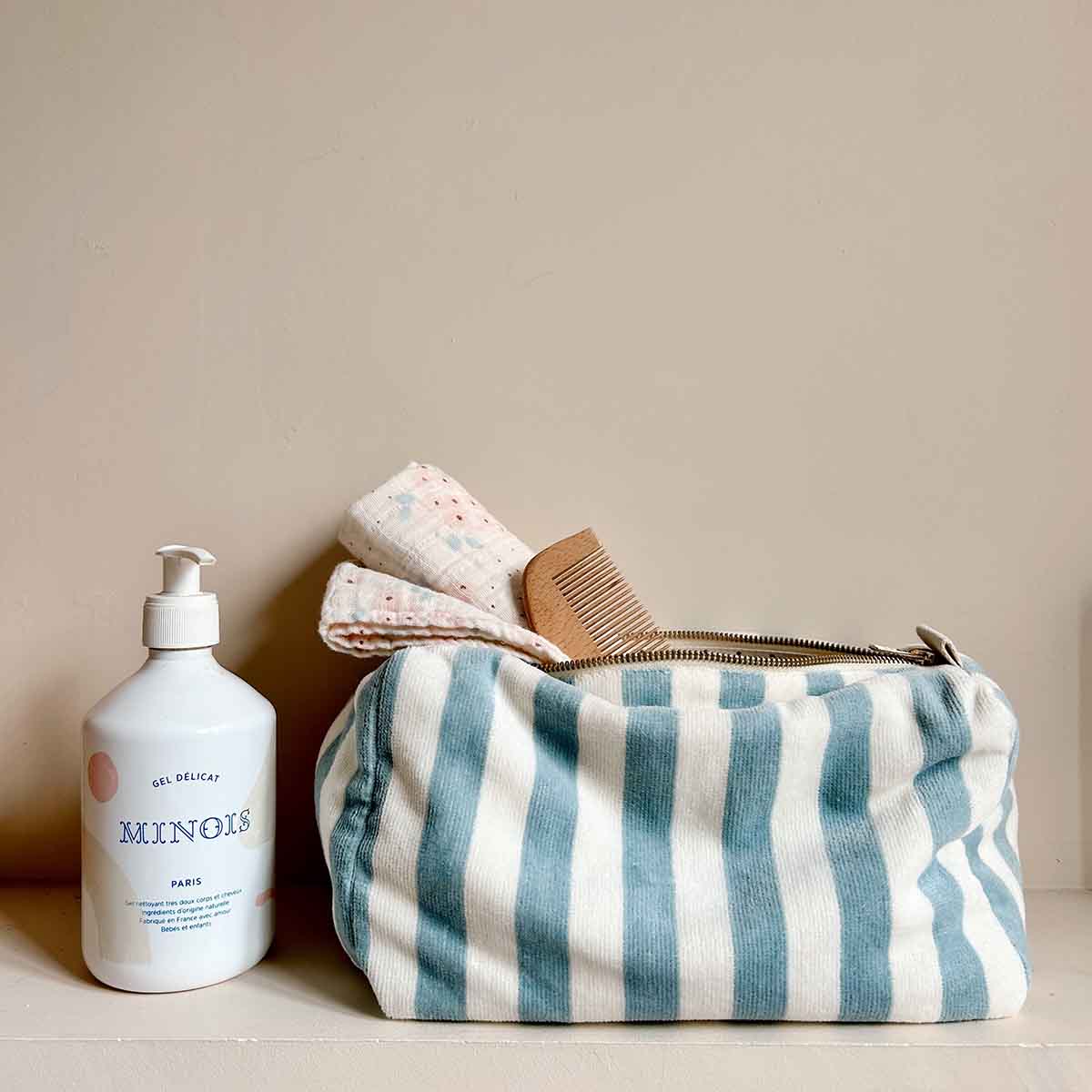 Trousse de toilette Vic - Rayures Blue cloud
