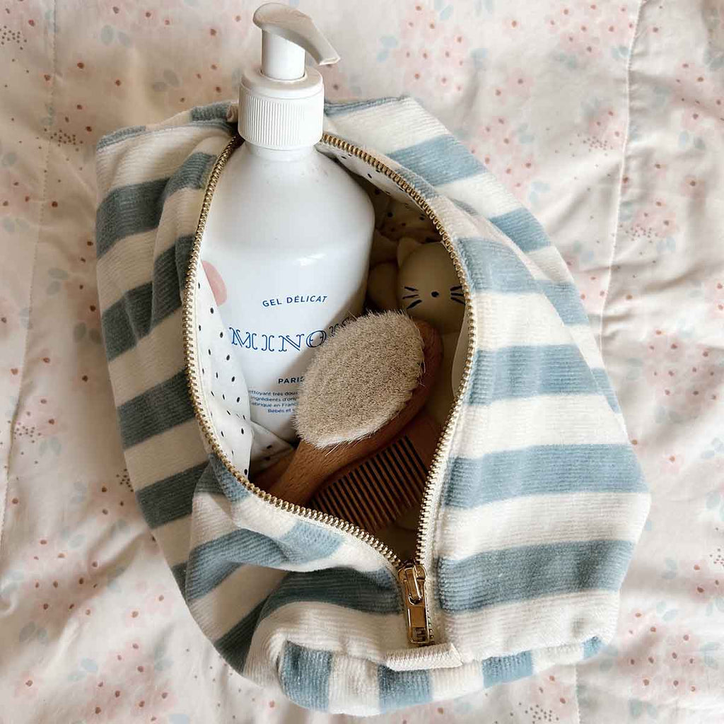 Trousse de toilette Vic - Rayures Blue cloud