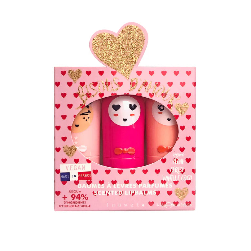 Coffret trio baumes à lèvres Bisous d'Amour - INUWET