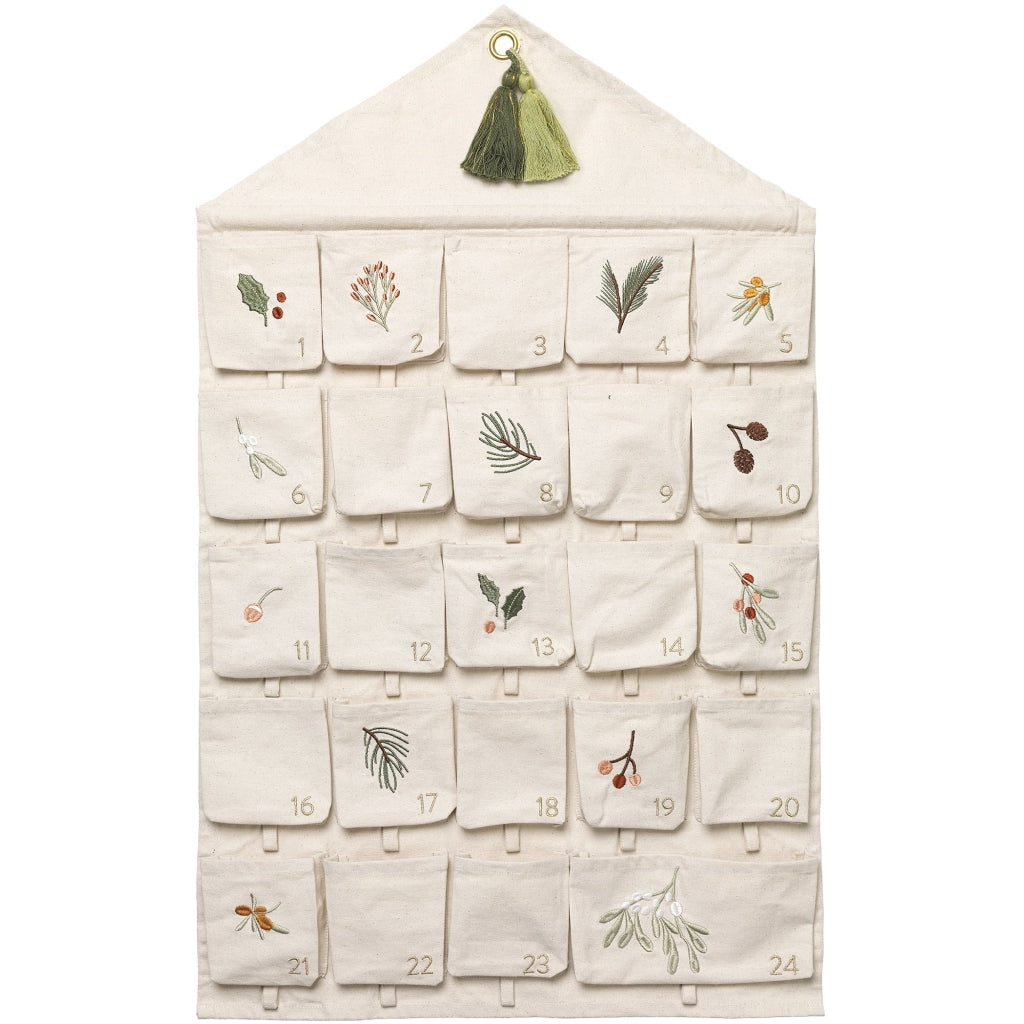 CALENDRIER DE L'AVENT MURAL - BRODERIES DE NOËL - NATUREL