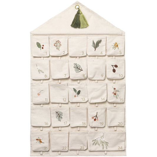 CALENDRIER DE L'AVENT MURAL - BRODERIES DE NOËL - NATUREL