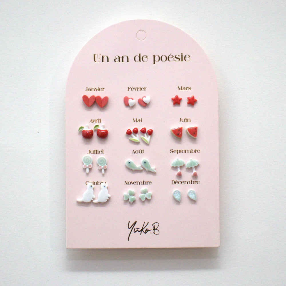 Boucles d’oreilles - Un an de poésie - Rouge&Eau 12P