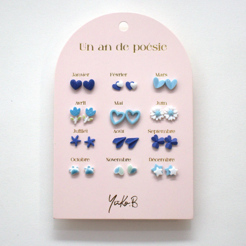 Boucles d’oreilles - Un an de poésie - Bleue 12P