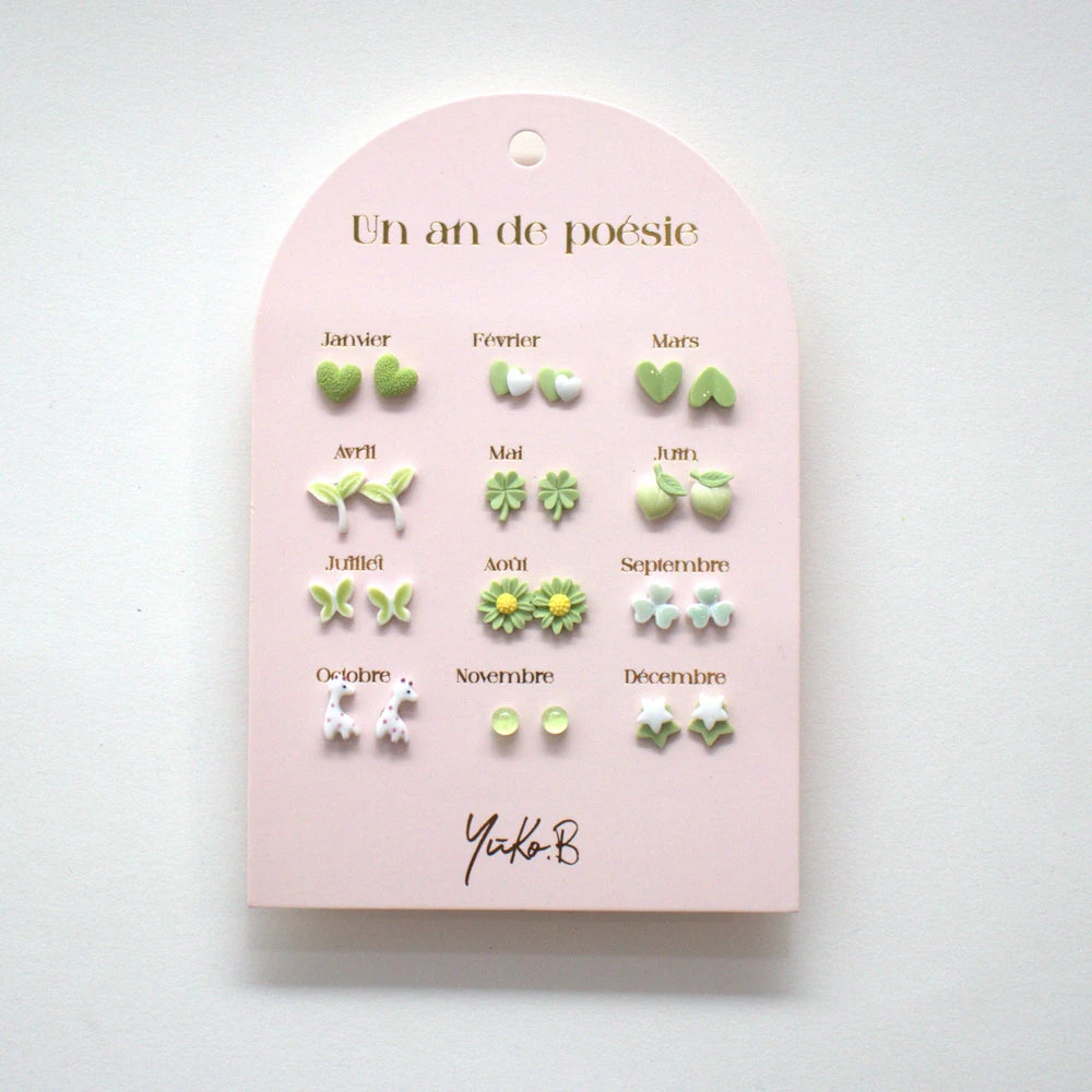 Boucles d’oreilles - Un an de poésie - Verte 12P