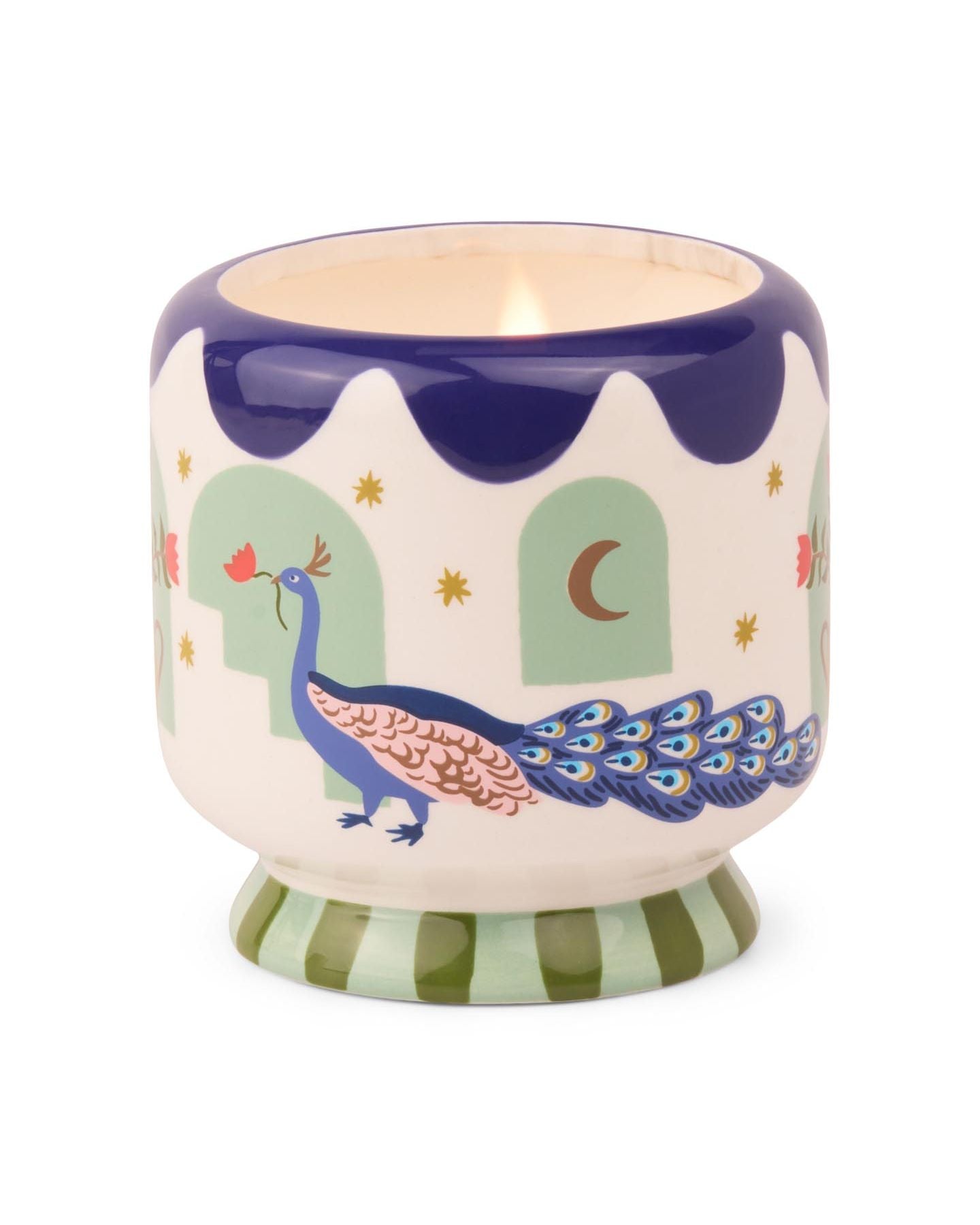 Bougie en céramique Adopo Peacock - Misted Lime