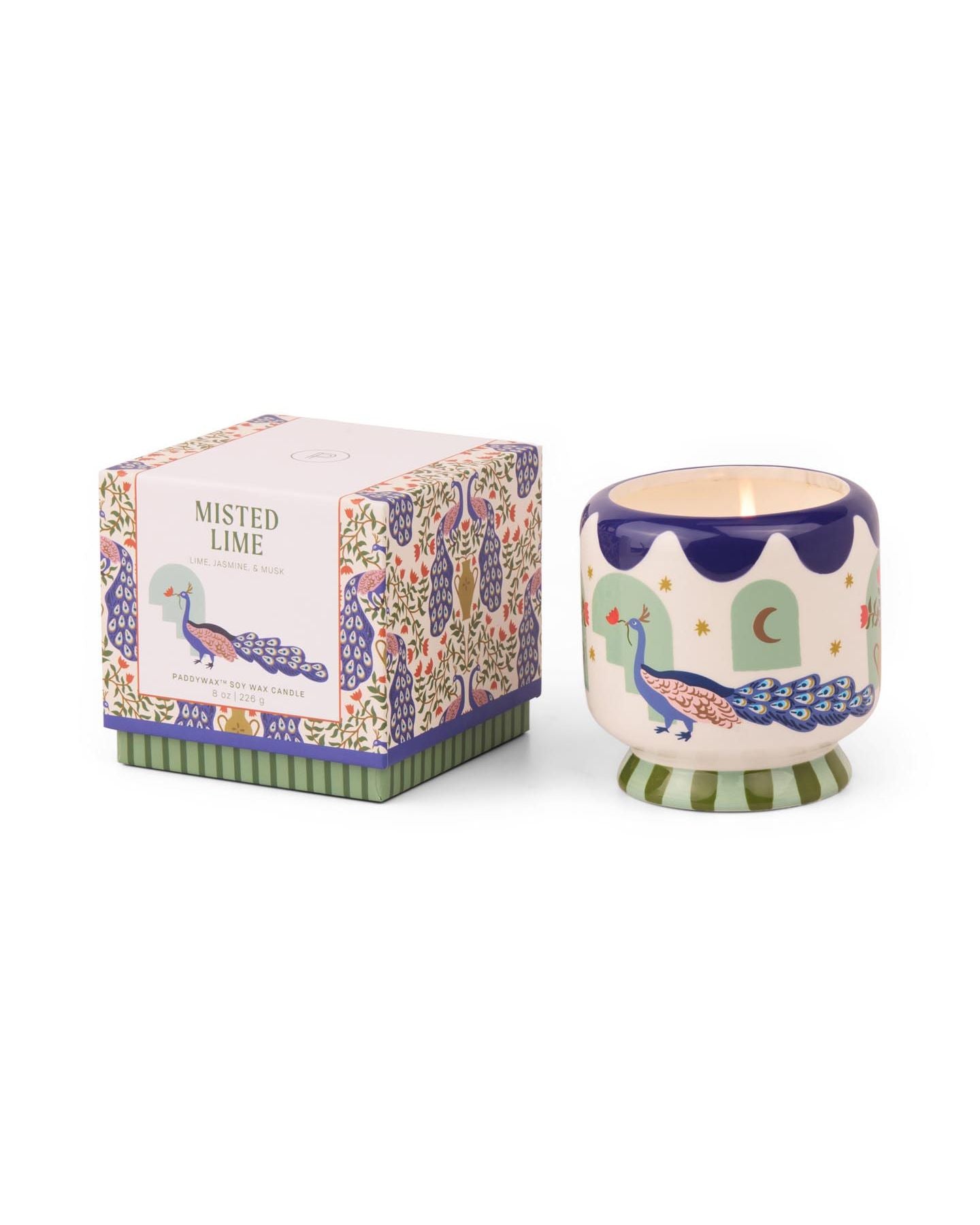 Bougie en céramique Adopo Peacock - Misted Lime
