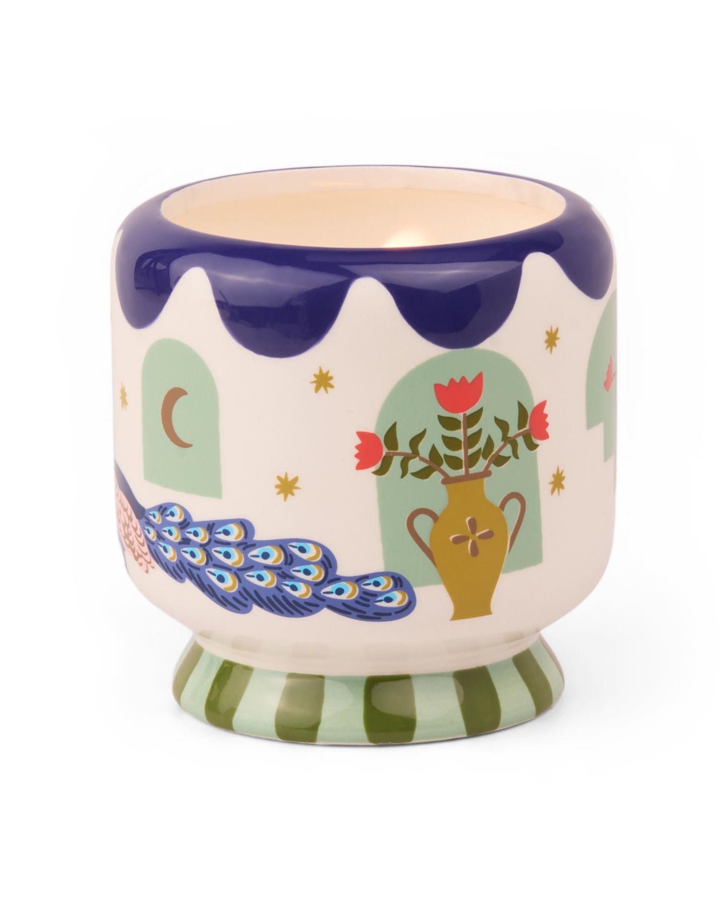 Bougie en céramique Adopo Peacock - Misted Lime