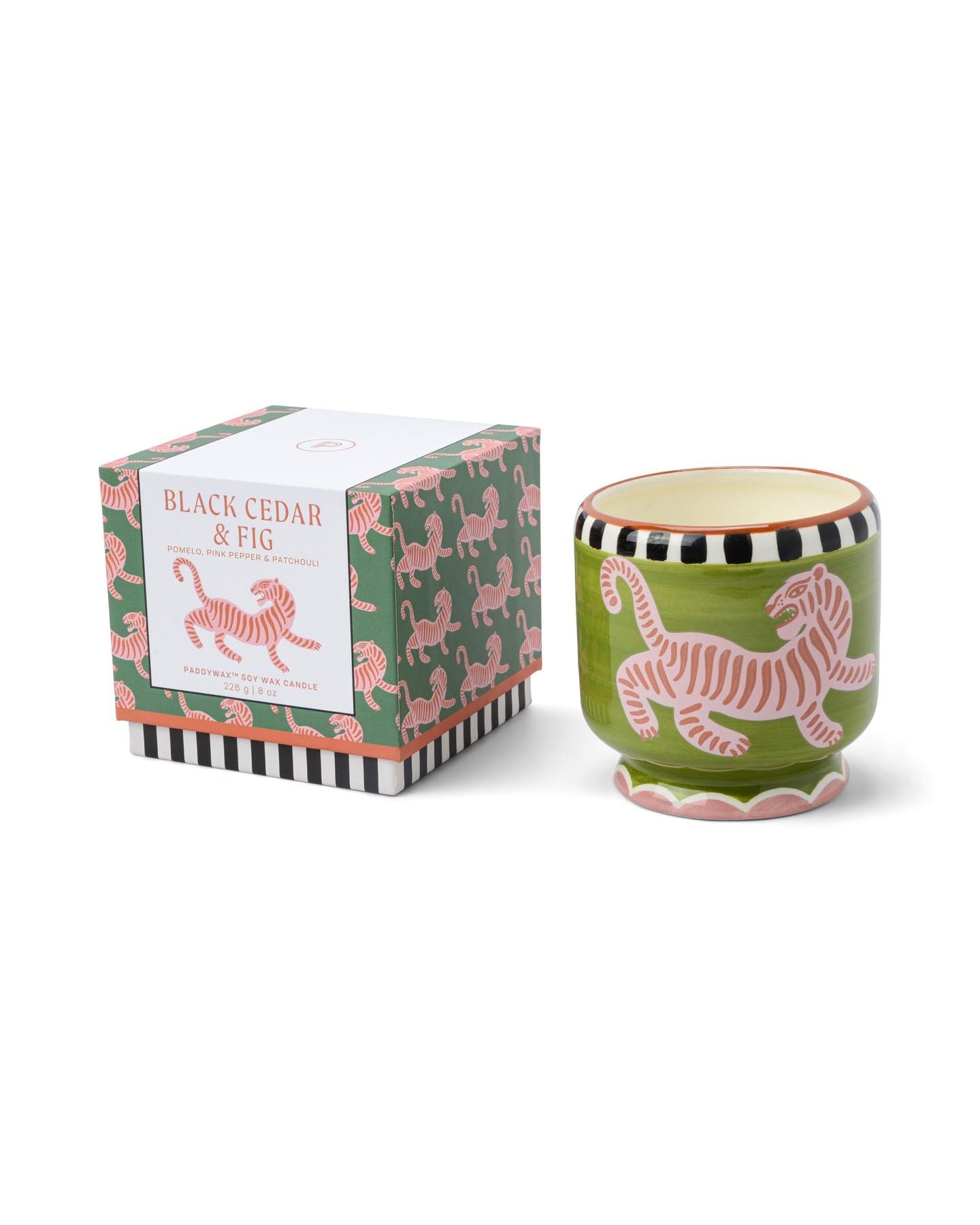 Bougie en céramique Adopo Tiger - Black  Cedar & Fig