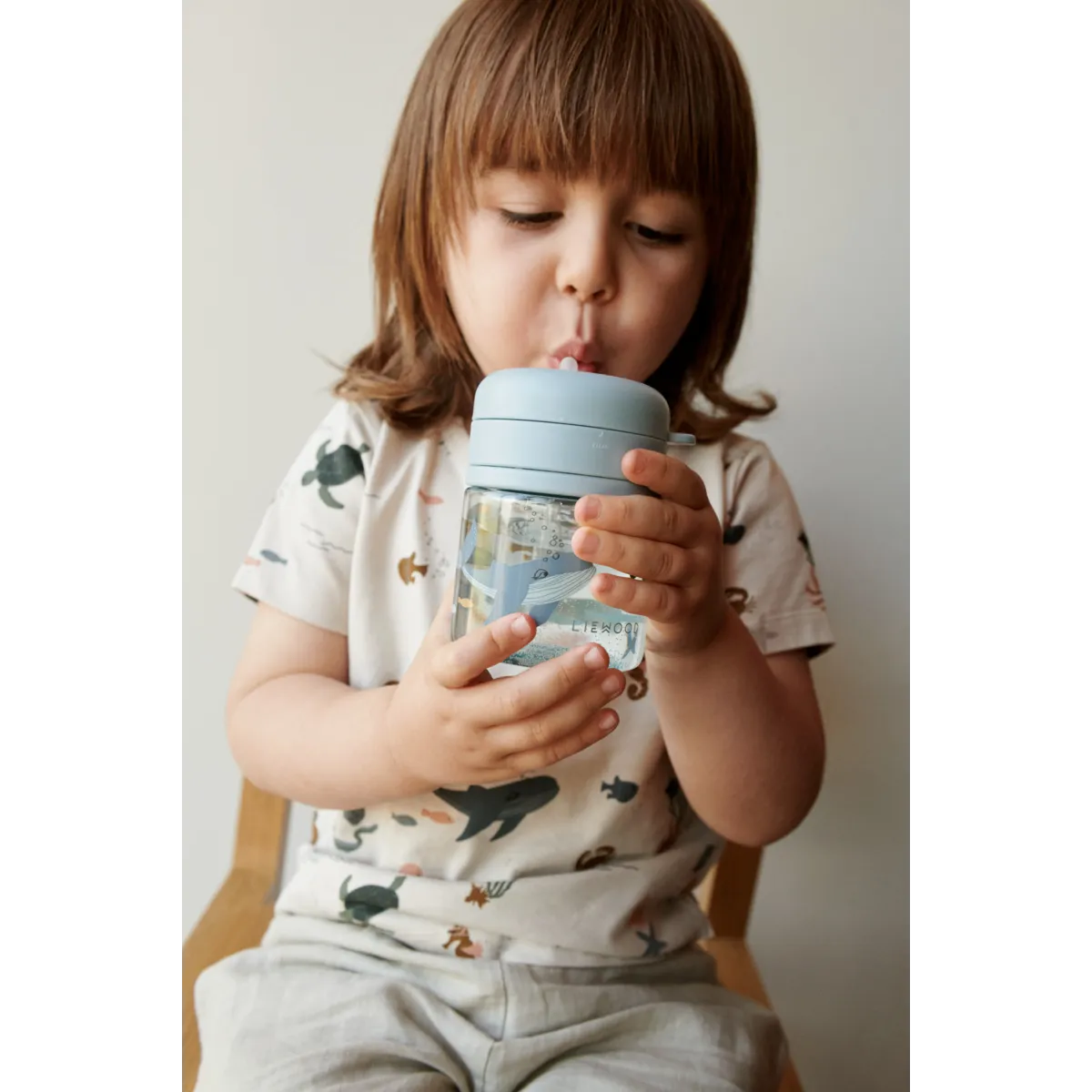 Gobelet avec paille en Tritan Pavia 280 ml -  Créature marine / Sandy