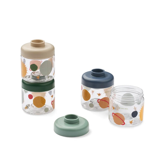 Boîtes alimentaires pour bébés Dominique, lot de 4 - Universe / Classic navy