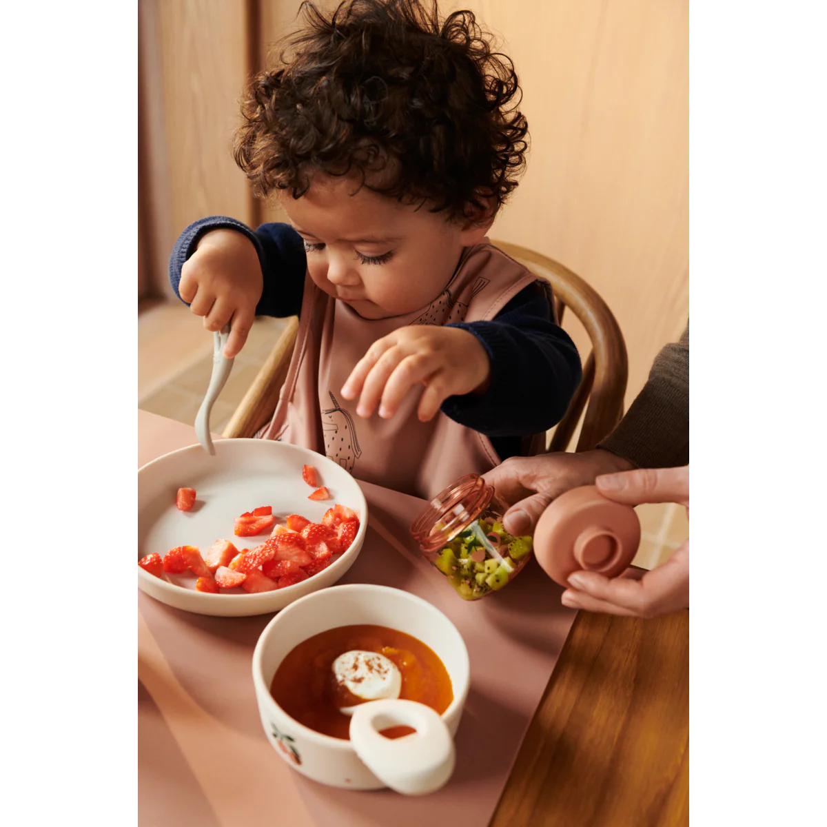 Boîtes alimentaires pour bébés Dominique, lot de 4 - Peach / Sea shell