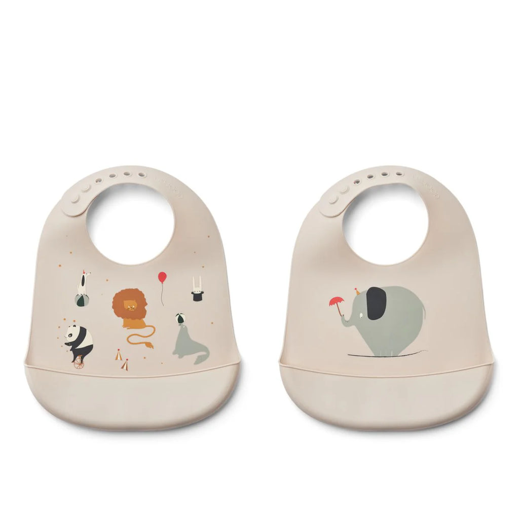 Lot de 2 bavoirs en silicone Tilda - Circus / Sandy
