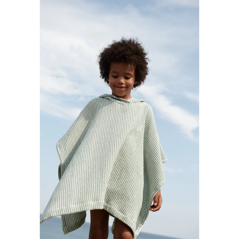 PONCHO BRODERIE PACO STRIPE PEPPERMINT / CREME DE LA CREME