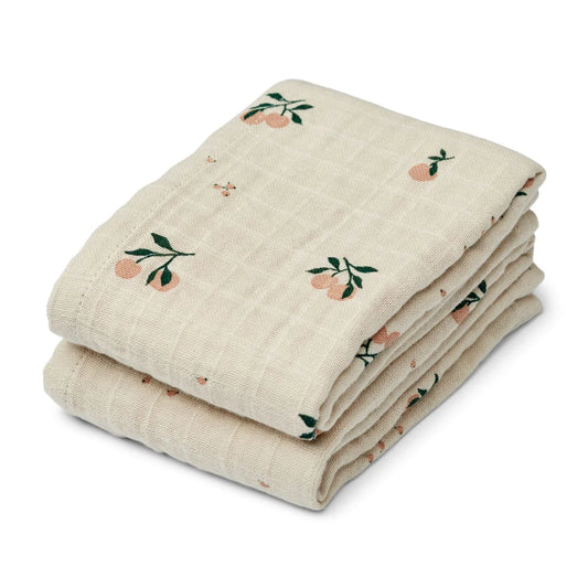 LOT DE 2 LANGES EN MOUSSELINE LEWIS PEACH / SEA SHELL MIX