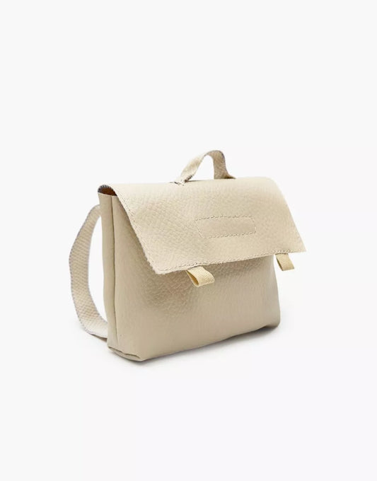 Cartable vintage Swan pour poupée en simili cuir beige