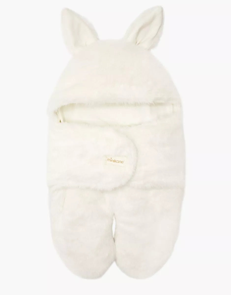 Chancelière poussette poupée Jeannot en fausse fourrure écru