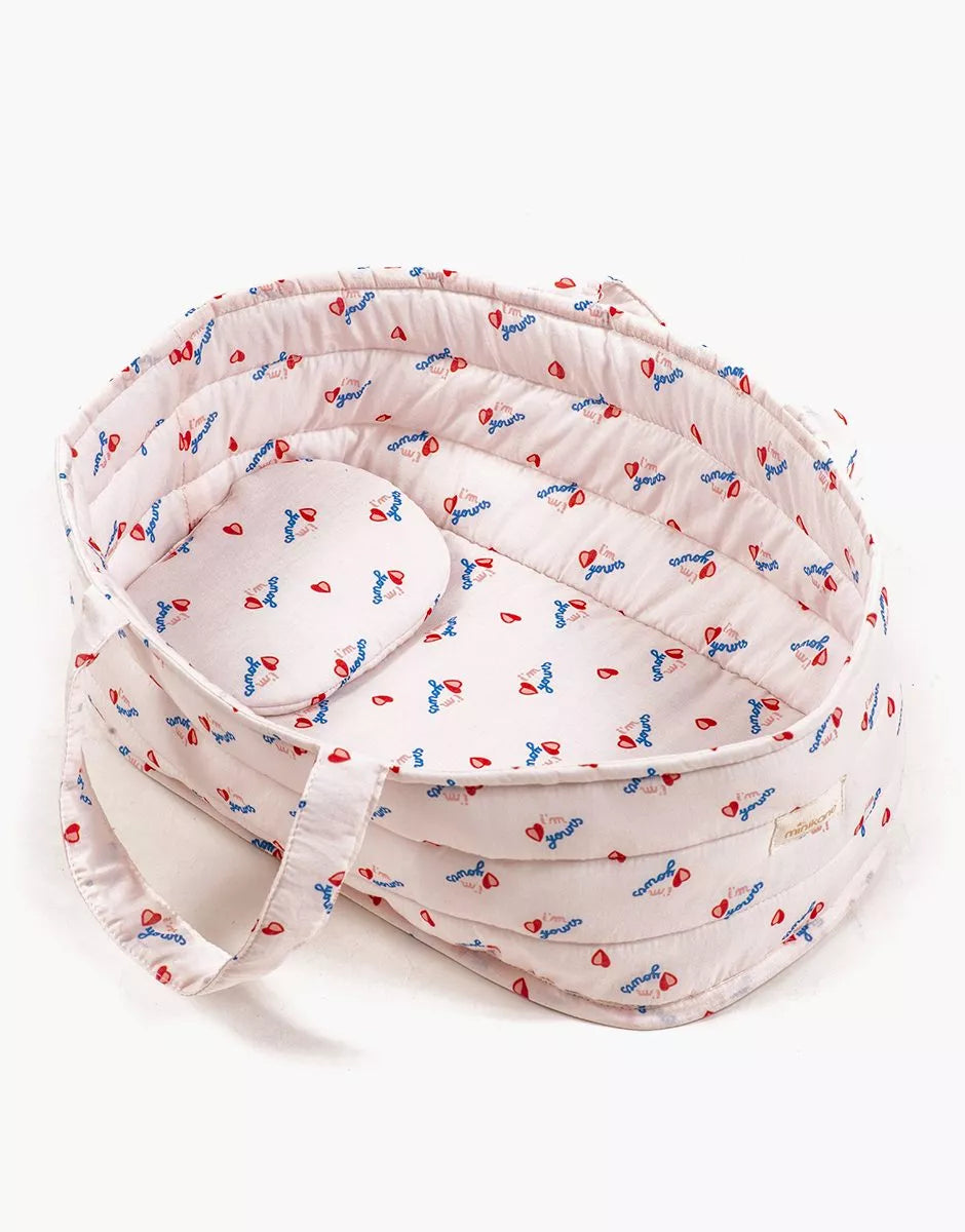 Couffin poupée et son oreiller en coton I’m yours