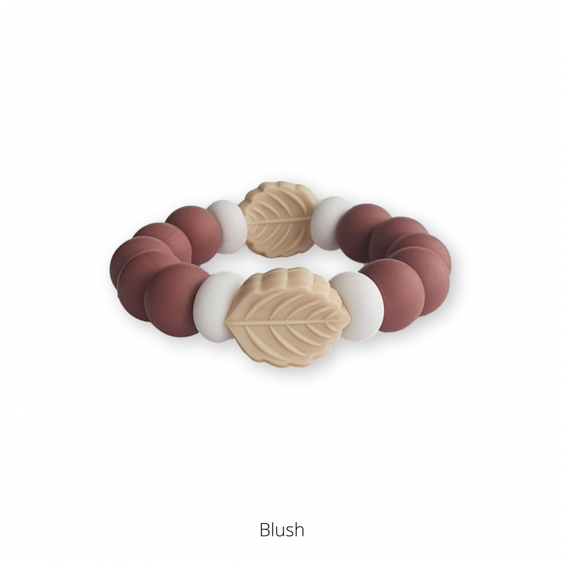 Anneau de dentition en perles de bois et silicone Leaf - CHEWIES & MORE