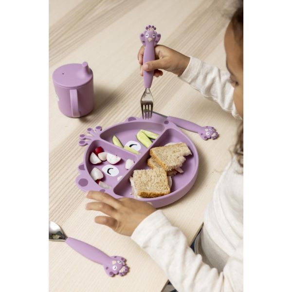 Assiette avec ventouse en silicone et  compartiments - Mrs. Peacock