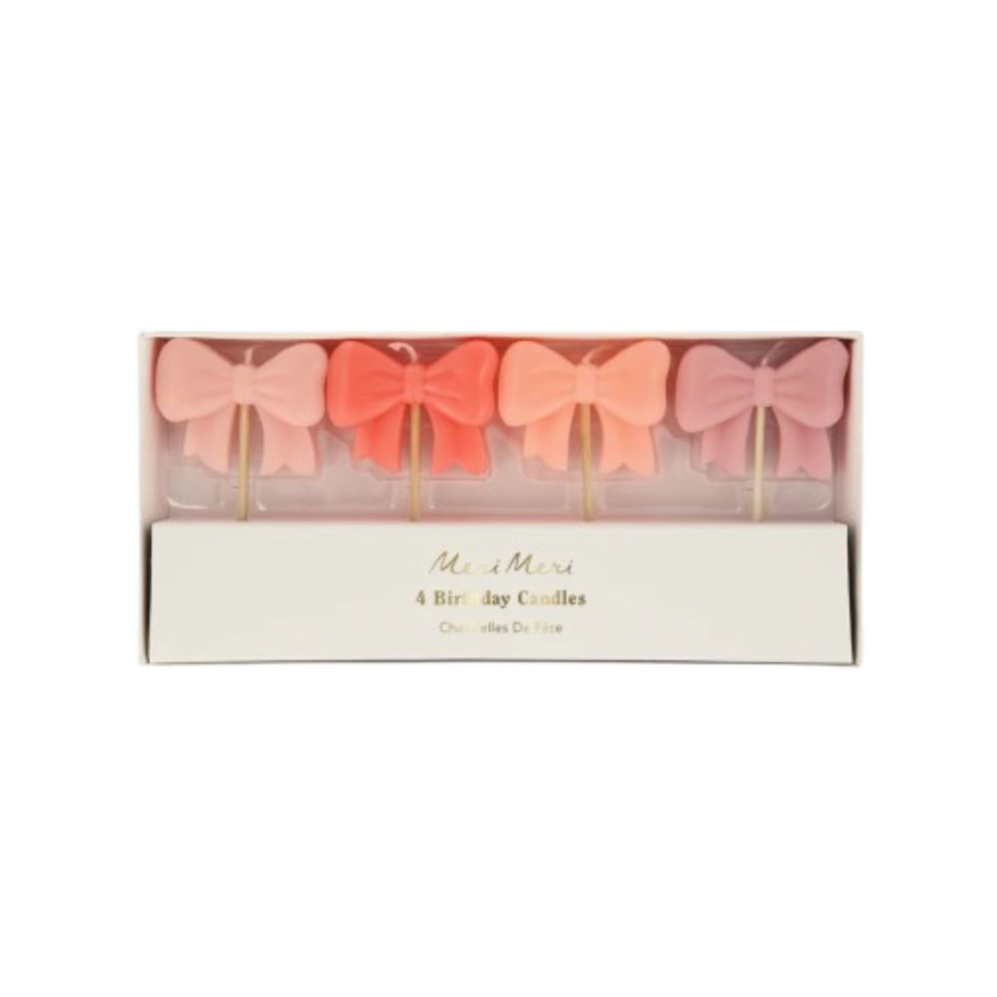 Assortiment de 4 bougies Nœuds roses - MERI MERI