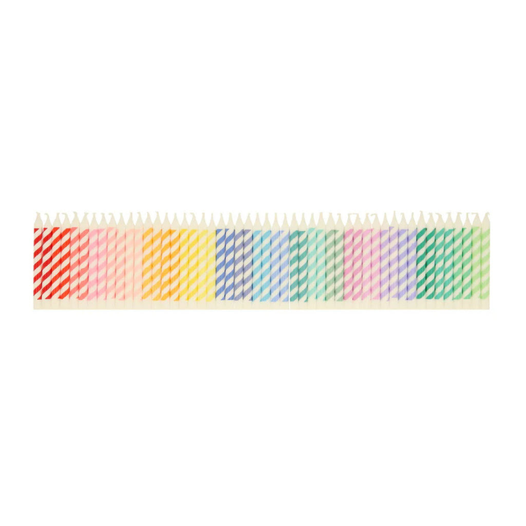 Assortiment de 50 mini bougies Arc-en-ciel à rayures - MERI MERI