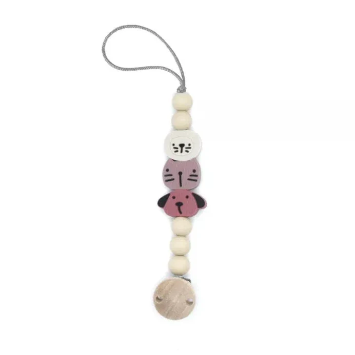 Attache tétine animal Rose en silicone