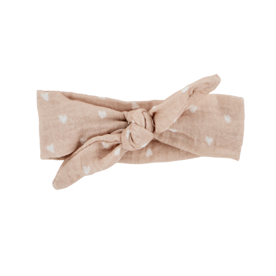 Bandeau poupée - beige petits coeurs