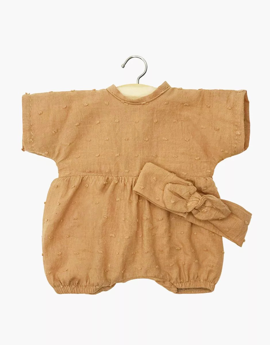 Cuties – Barboteuse Noa et son headband en plumetis cassonade