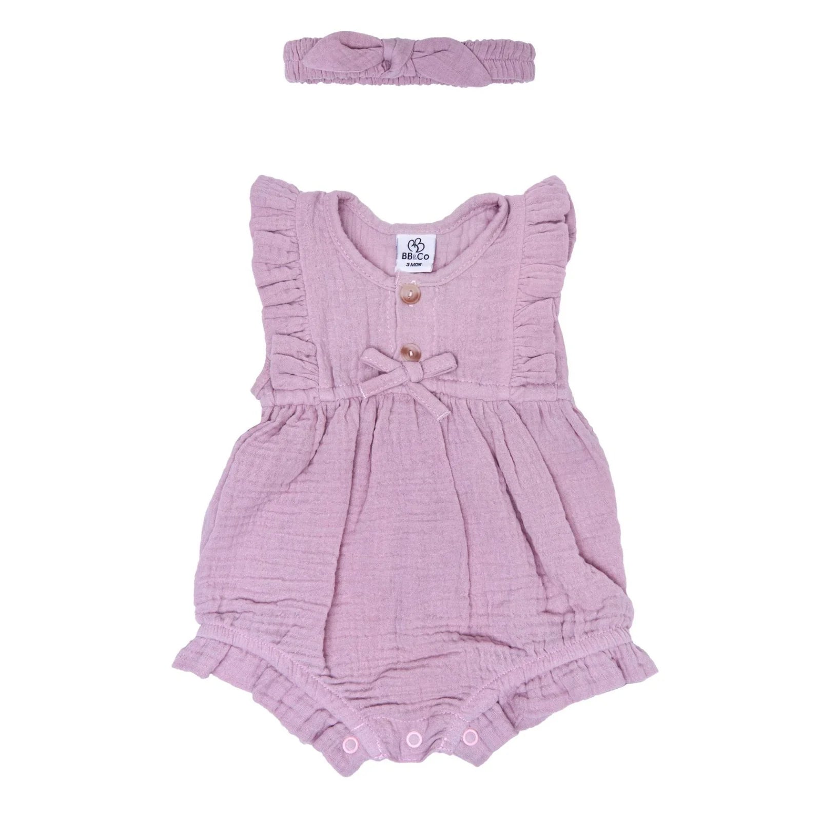 Set barboteuse + bandeau pétale froufrous