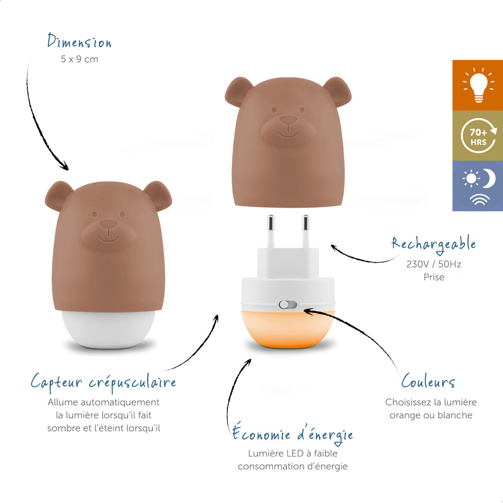 Zazu – Veilleuse Benny compacte nomade – Chocolat
