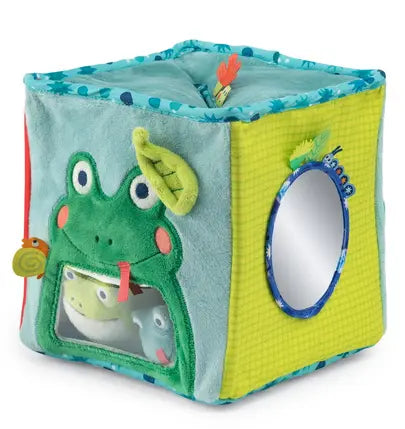 Grand cube d'activités tissu La mare aux grenouille