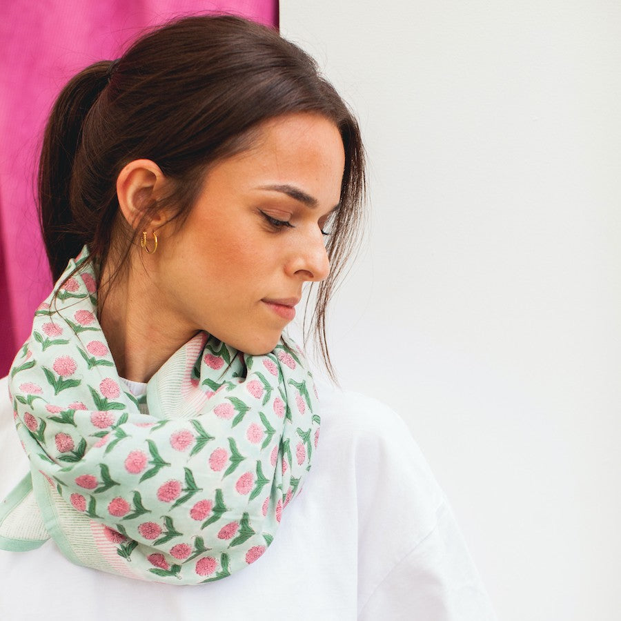 BIG FOULARD LATIKA "LOTUS" MENTHE