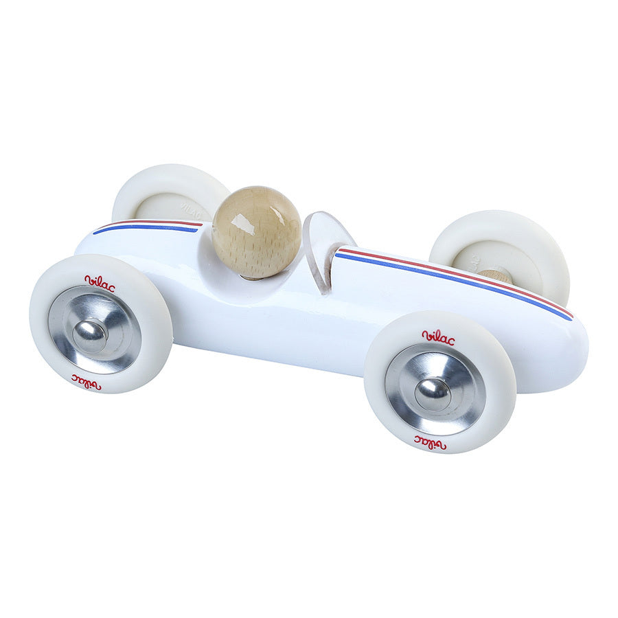 Voiture en bois, Grand prix vintage - Modèle medium blanc